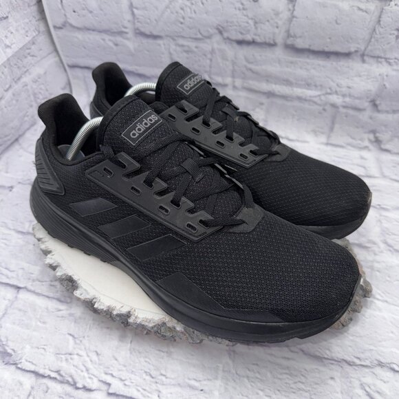 Adidas Duramo 9 Mens Size 12.5 Triple Black Walking Running Shoes Sneakers - Picture 5 of 14